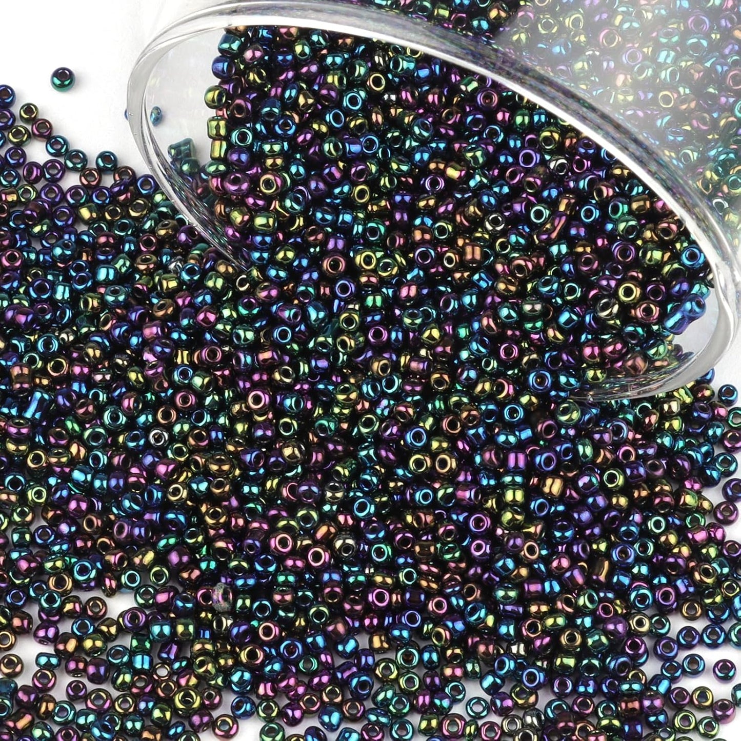 10100 Pcs Size 11/0 Glass Seed Beads, 2 mm Dark Green Small Mini Spacer Loose Pony Beads for Jewelry Making and DIY Crafts - Colors B