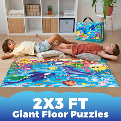 QUOKKA Giant Floor Puzzles for Kids Ages 3-5 - 2x3 Feet 48 Piece Large Puzzles for Kids Ages 4-8 - Educational Toys for Boys and Girls - Toy Gift Activities Africa Version 2