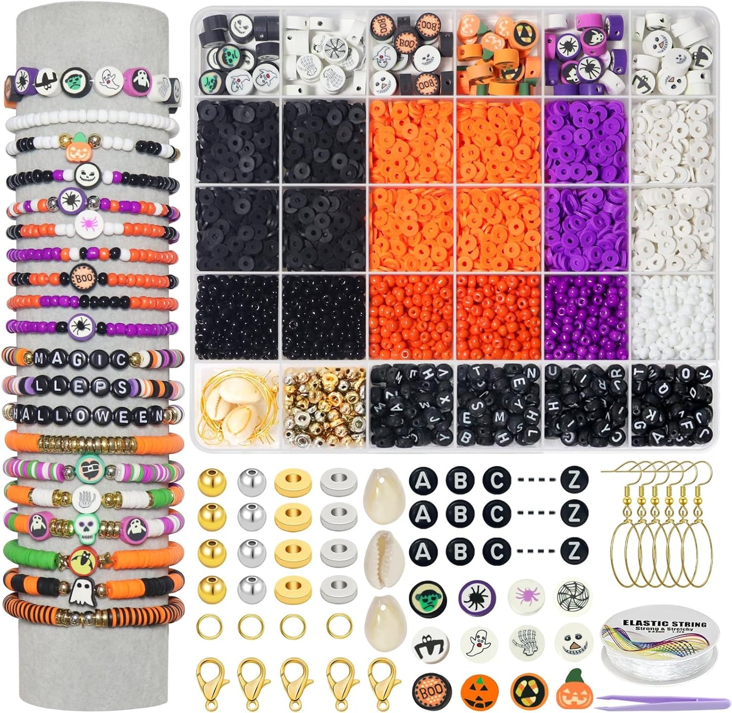 YMSDZHL 6000+PCS Clay Beads Bracelet Making Kit,24 Color DIY Flat Preppy Beads for Friendship Jewelry Making,Polymer Heishi Beads with Charms Gifts for Teen Girls Crafts for Ages 4-12