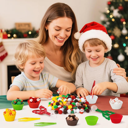 Summer Sensory Bin Fillers - 266Pcs Summer Gift Fine Motor Toys Counting Sorting Toys for Kids, Plastic Bead with Santa Claus Xmas Tree Cup Clip for Preschool Education Activities