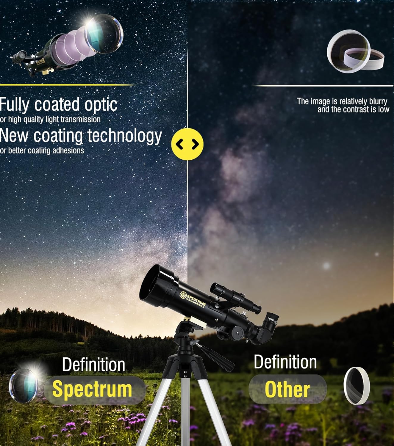 SpectrumOI Telescope for Kids, Telescope for Adults Astronomy Gifts for Kids 8-12 - Premium Refractor 70mm Aperture with Carry Bag and Phone Holder