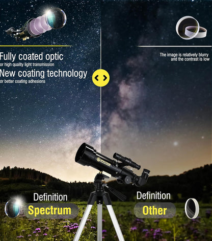 SpectrumOI Telescope for Kids, Telescope for Adults Astronomy Gifts for Kids 8-12 - Premium Refractor 70mm Aperture with Carry Bag and Phone Holder