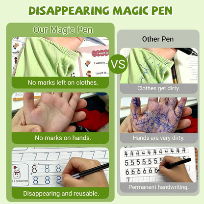 Magic Grooved Writing Practice Books, Reusable Grooved Writing Books for Kids 3-5, Learn to Write Letters Numbers,Math,Tracing, Magic Copybooks Preschool Learning Activities-1Pack