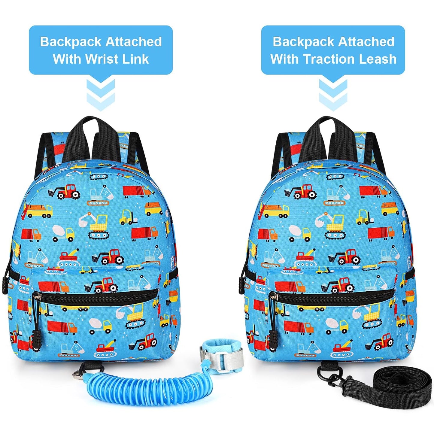 Accmor Toddler Backpack Leash, Mini Child Backpack with Anti Lost Wrist Link, Cute Kids Backpack Leash Walking Harness for Outdoor Travel, Small Excavator Backpack Tether for Baby Boys Girls Ages 1-3