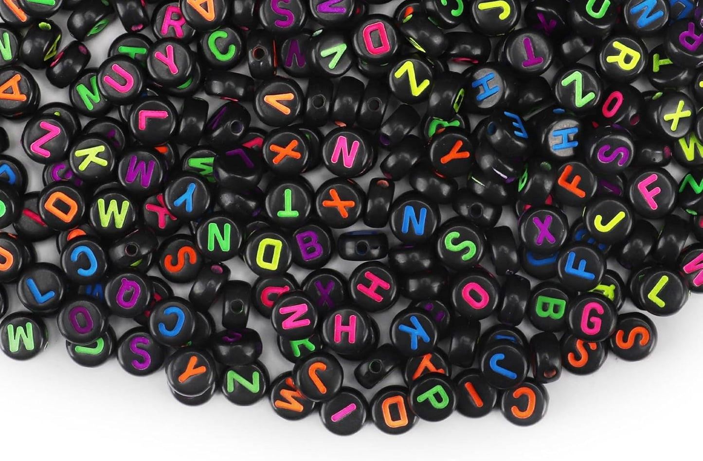SUTOUG 1000PCS Colourful Letter Beads for Threading, 4 x 7 MM Acrylic Round Alphabet Beads for Jewellery DIY Making Crafts Bracelets Necklaces Ornaments