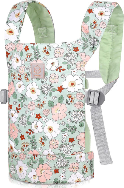 GAGAKU Doll Carrier for Kids, Toy Baby Doll Carrier, Reborn Dolls Carrier Toy Baby Sling with Adjustable Straps, Baby Doll Accessories - Green - Camellia