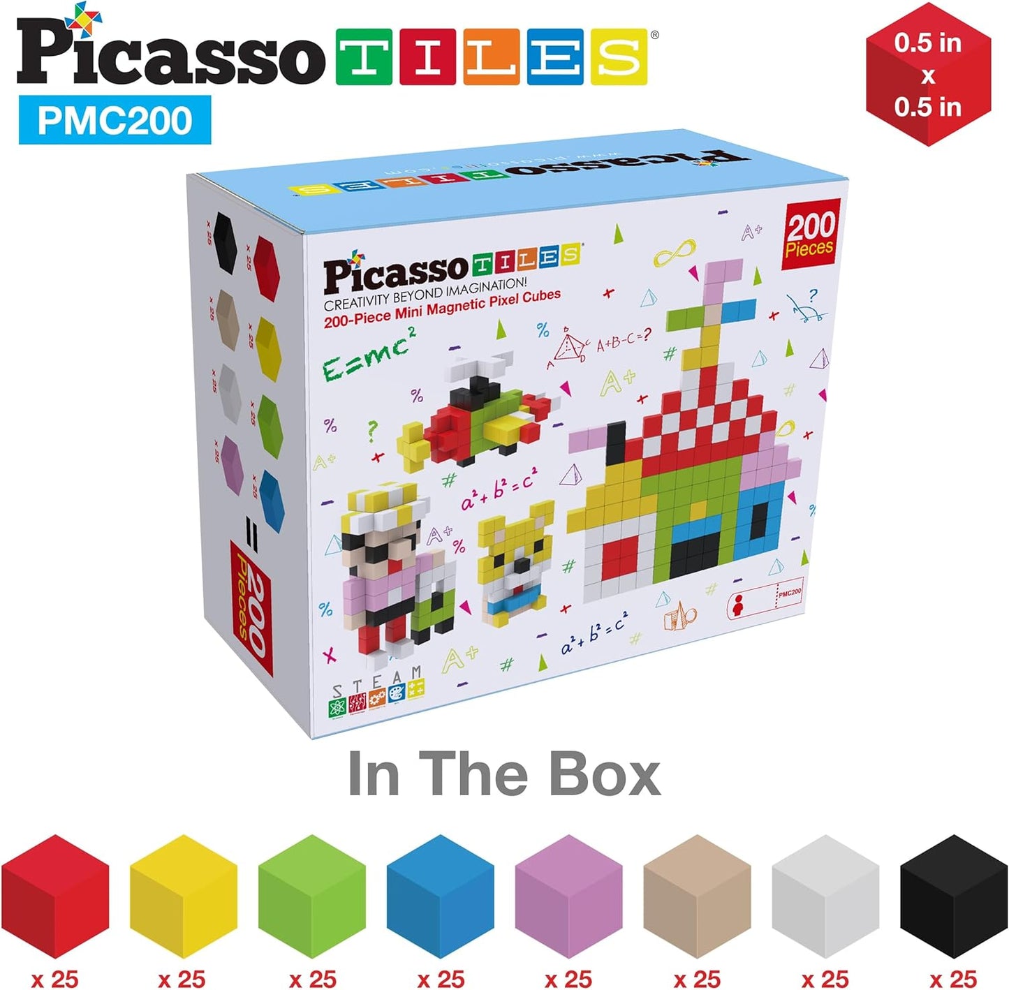PicassoTiles 60pc Magnetic Puzzle Cube Building Set 1 Inch 3D Blocks STEM Construction Toy for Toddlers Kids Boys Girls Age 3+ Montessori Learning Travel Sensory Gift with Educational Idea Book PMC60