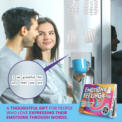 Poetry Tiles – 536 Emotion and Feeling Word Magnets for Refrigerator Stories and Poems – Fun Themed Magnetic Words for Joy, Happiness, and Self Expression for Adults and Kids