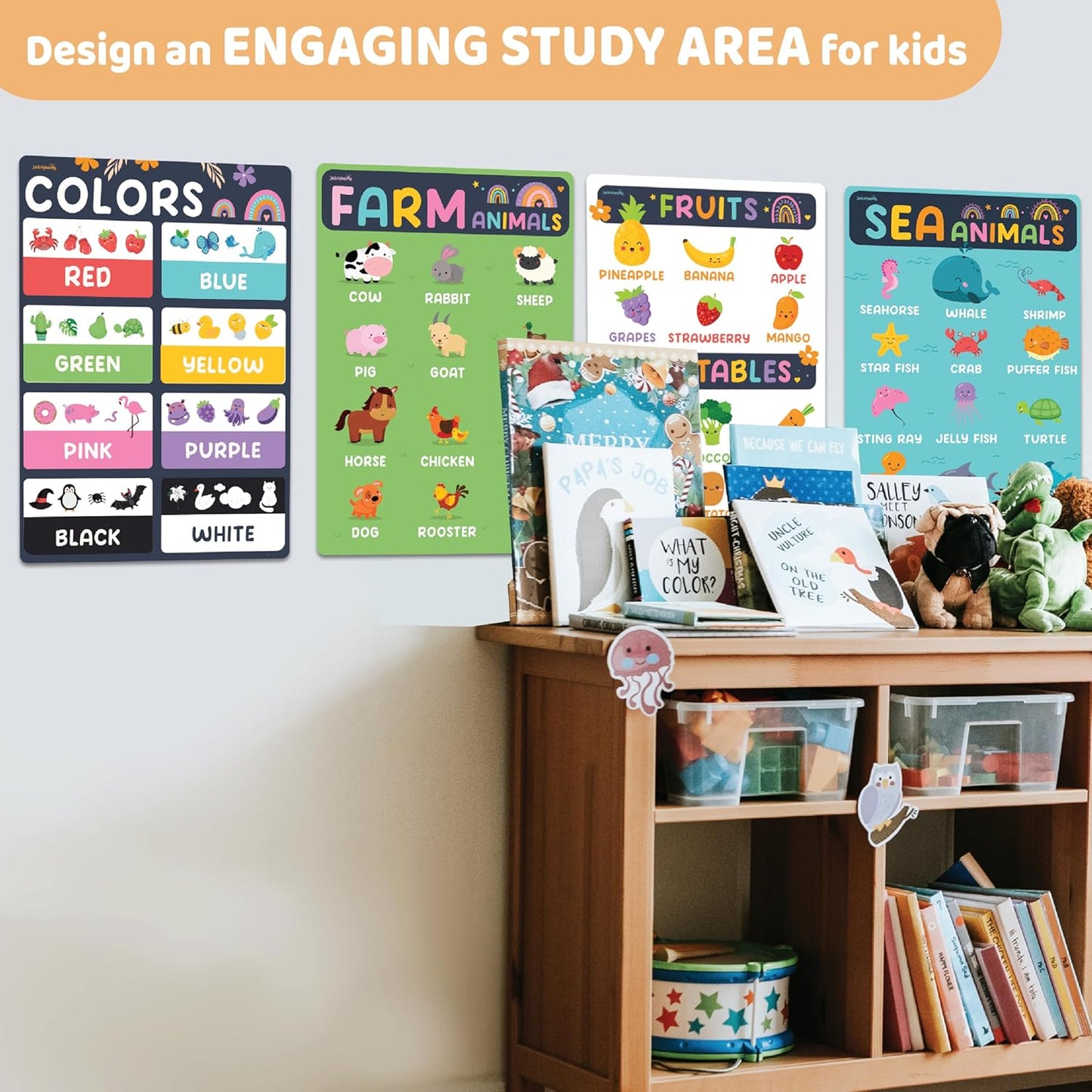 jackinthebox 12 Science Posters for Classroom - 12 x 17 inches Laminated, Middle School Science Posters, Posters for High School, Science Classroom Decor, Science Bulletin Board Sets for Kids.
