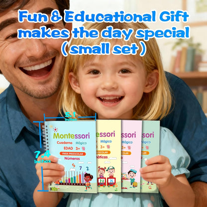 4 Magic Grooved Writing Practice for Kids - English Pre K Tracing Practice Book, Reusable Preschool Handwriting Workbooks Without Tears, 4-Theme Copybooks with Pen Refill for Age 3-10 (English, Small)