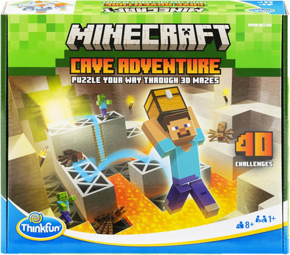 ThinkFun Minecraft Cave Adventure | Screen-Free Strategy Puzzle Game | 40 Logic Challenges | Ages 8+