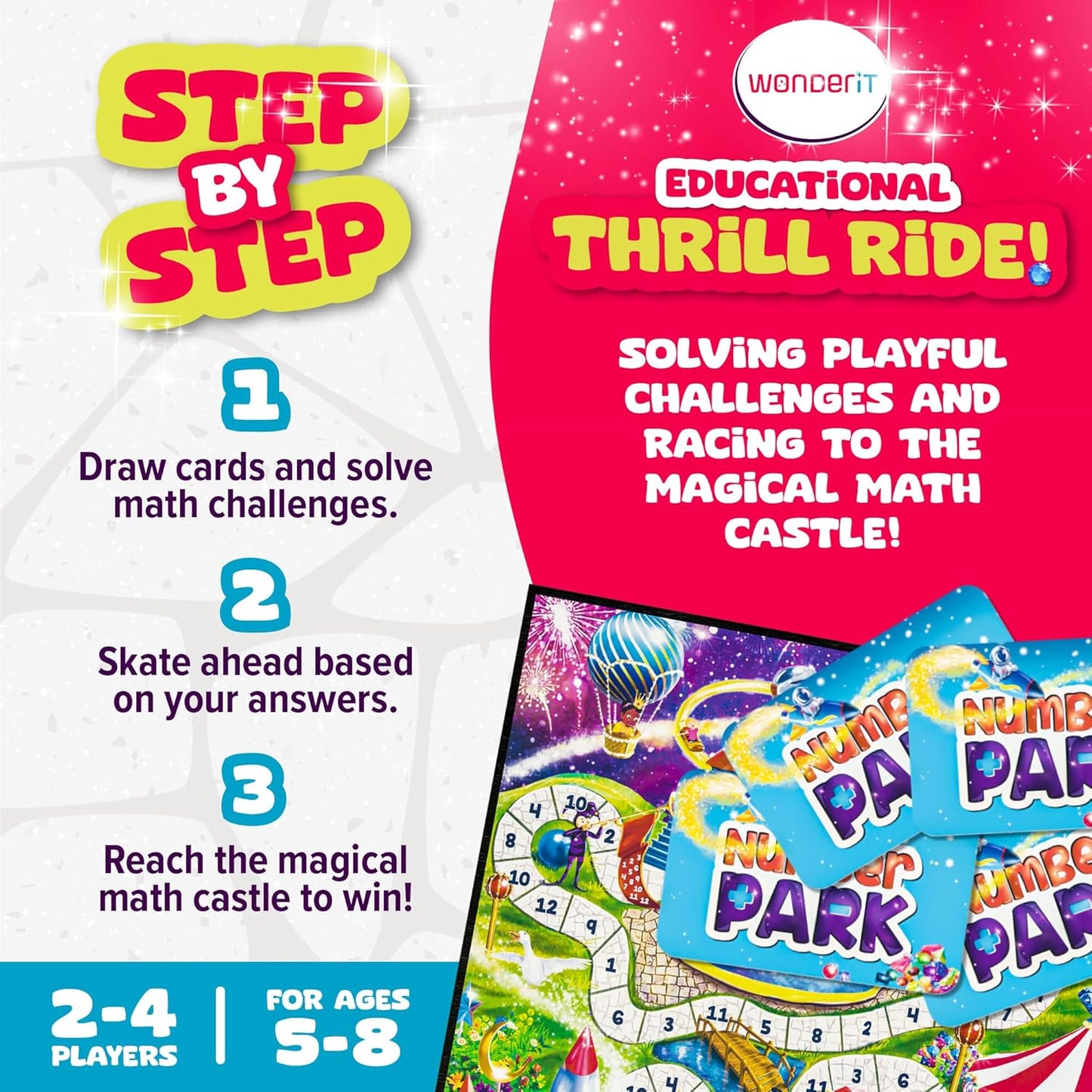 Number Park - Addition & Subtraction Math Board Game for Kids Ages 5-8 - Fun Educational Learning Game for Kindergarten & Up - 1 to 4 Players