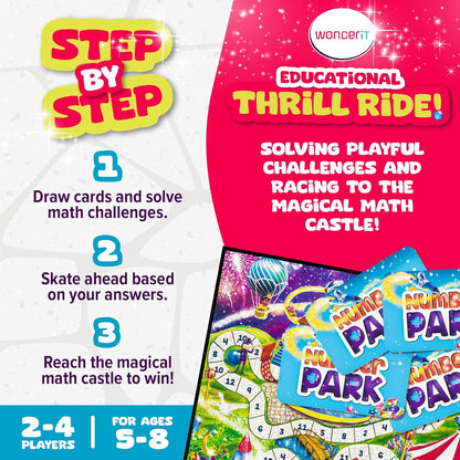 Number Park - Addition & Subtraction Math Board Game for Kids Ages 5-8 - Fun Educational Learning Game for Kindergarten & Up - 1 to 4 Players