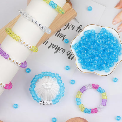 Auvoua 1000Pcs Pony Beads Bracelet 9mm Yellow Plastic Barrel Pony Beads for Necklace,Hair Beads for Braids,Key Chain,Jewelry Making (Yellow)