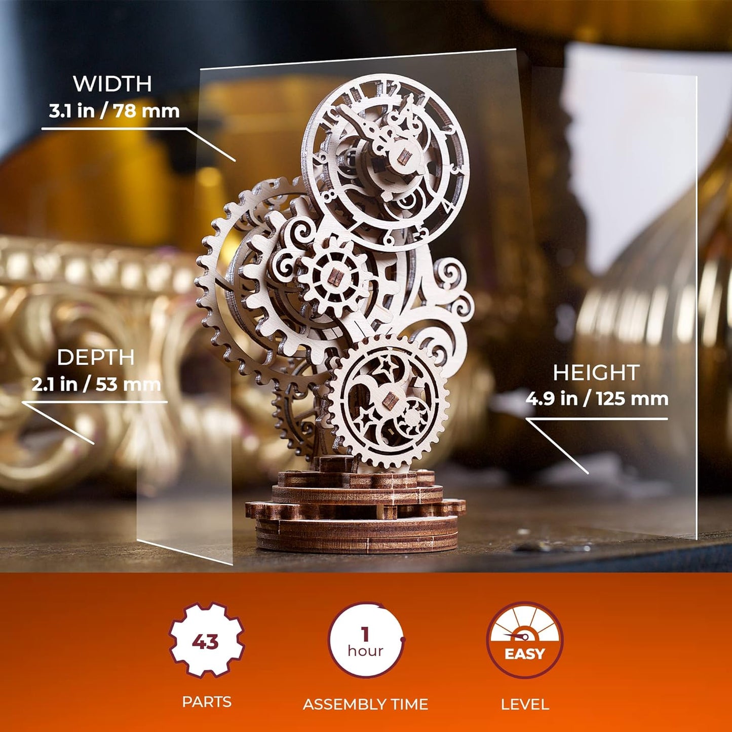 UGEARS Old Clock Tower 3D Wooden Puzzles for Adults - Wooden Model Kits for Adults Clock Kit for Do It Yourself Wood Building Kit for Adult Mechanical Puzzle Brain Teaser, Hobby Set