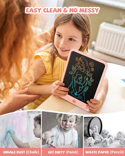 LCD Writing Tablet 10 Inch, Toys for 3 4 5 6 7 8 9 10 Year Old Boys Girls, Colorful Doodle Board Drawing Tablet, Gift for Boys Toddlers Age 3-12 Years, Memo Board, Drawing Pads with Lanyard(Blue)