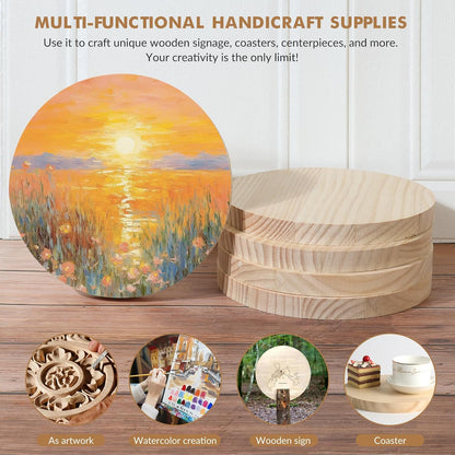 4PACK 4 inch Round Wooden Plaque, 3/4 Inch Thick Unfinished Wooden Circle Plaque, Natural Pine Wood Base for Craft Projects, Sign, Painting, Woodcarving, Engraving