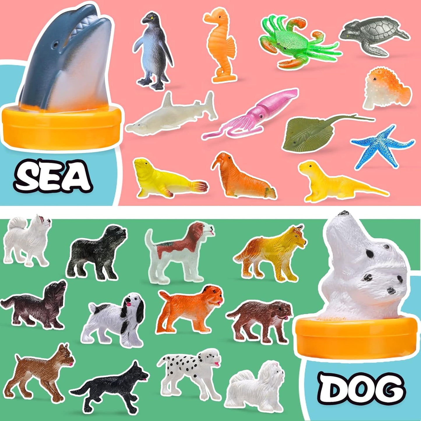 KarberDark 95 Pcs Small Animal Toys, Assorted Mini Ocean, Zoo, Farm, Dinosaur, Insect, Dog and Horse Figure, Little Plastic Animals Figurine for Easter, Sensory Bin Stuffers, Birthday Gifts,Kid 3-5