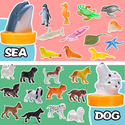 KarberDark 95 Pcs Small Animal Toys, Assorted Mini Ocean, Zoo, Farm, Dinosaur, Insect, Dog and Horse Figure, Little Plastic Animals Figurine for Easter, Sensory Bin Stuffers, Birthday Gifts,Kid 3-5