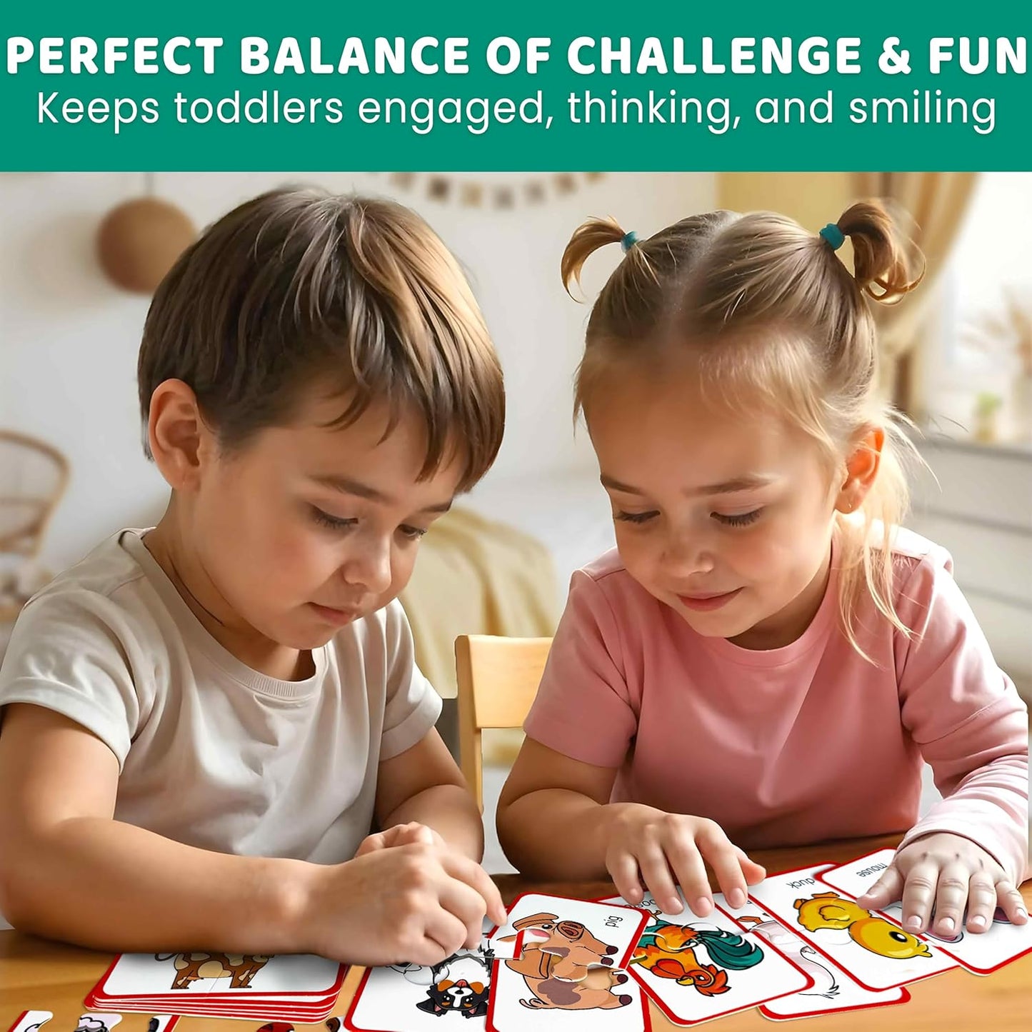 QUOKKA Toddler Puzzles Ages 2-4 – 100% Self-Correcting 16 Matching Pairs of Wood Animals – Educational Toddler Puzzles Ages 1-3 with 32 Pieces - Memory Matching Games for 3-5 Years Old Boys and Girls