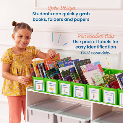 ECR4Kids Linking Plastic Storage Book Bin, Multipurpose Organization, Neon Purple, 10-Piece