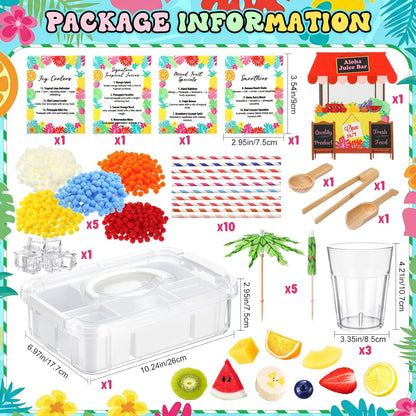 Thenshop Summer Aloha Juice Bar Sensory Bin Lemonade Stand Summer Sensory Bin Filler Sandbox Play Sand Kit Juice Stand Education Activities DIY Making Kit for Play Gift Sorting Counting Training