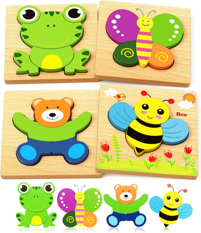 Bekayshad Wooden Puzzles Toddler Toys Gifts for 1 2 3 Year Old Boys Girls, Animal Jigsaw Puzzles Montessori Toys, Learning Educational Christmas Birthday Gifts for Girls Boys Ages 1-3