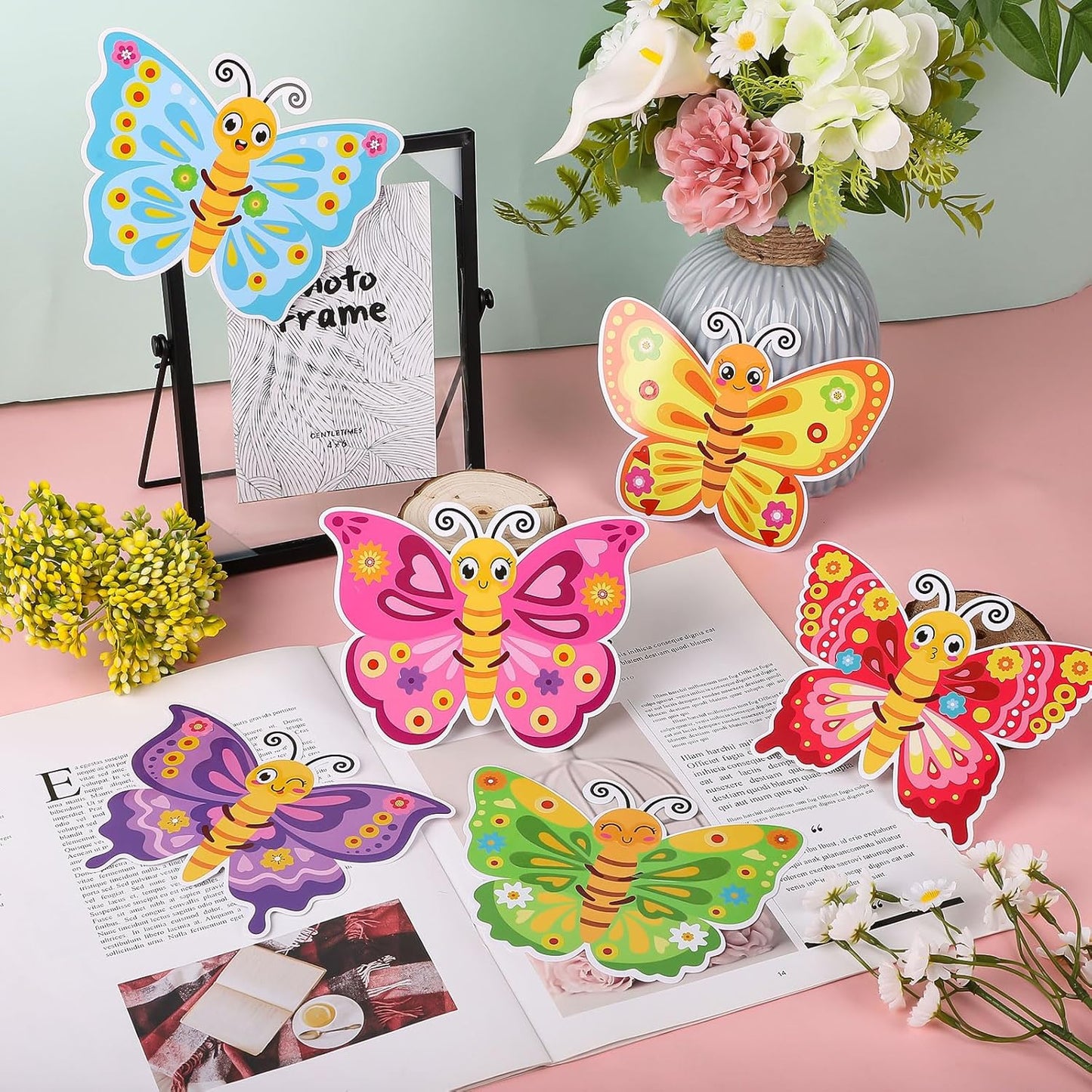 Hedeey 36 Packs Spring Butterflies Craft Kits for Kids,Make Your Own Butterfly Paper Craft Set, Spring DIY Art Craft Kits for School Home Game Activities (Butterfly 36)