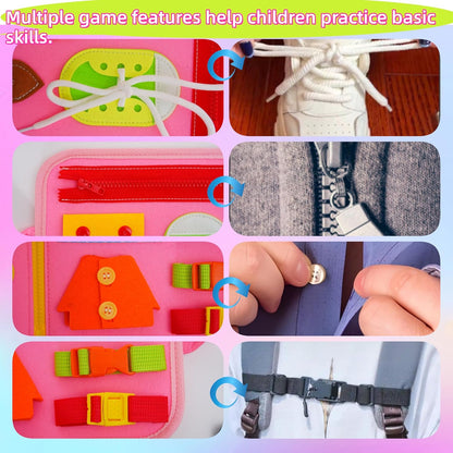 Toddler Busy Board-Montessori Toys for Boy Girl Birthday Gift, Sensory Learning Toys for Toddlers Busy Book, Airplane Car Travel Activities Toy,Learn Fine Motor Skills