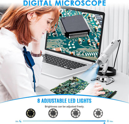 Wireless Digital Microscope, Skybasic 50X-1000X Magnification WiFi Portable Handheld Microscopes with Adjustable Stand HD USB Microscope Camera Compatible with iPhone Android iPad Windows Mac Computer