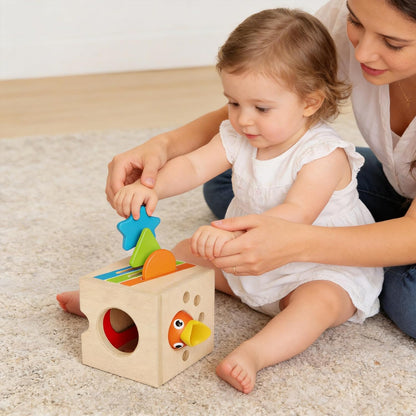 5 in 1 Montessori Activity Toys for 2 3 Year Old Boys and Girls, Wooden Learning Toys with Object Permanence, Bird Feeding Game, Fine Motor Skills, Problem Sloving