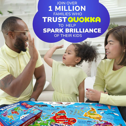 United States Puzzles for Kids Ages 4-6 - 70 Pcs USA Map Kids Puzzle with 50 Cards 400+ USA Facts - State & Capitals Floor Jigsaw Puzzles for Children 6-8 - Educational Toys Gift for Boys Girls