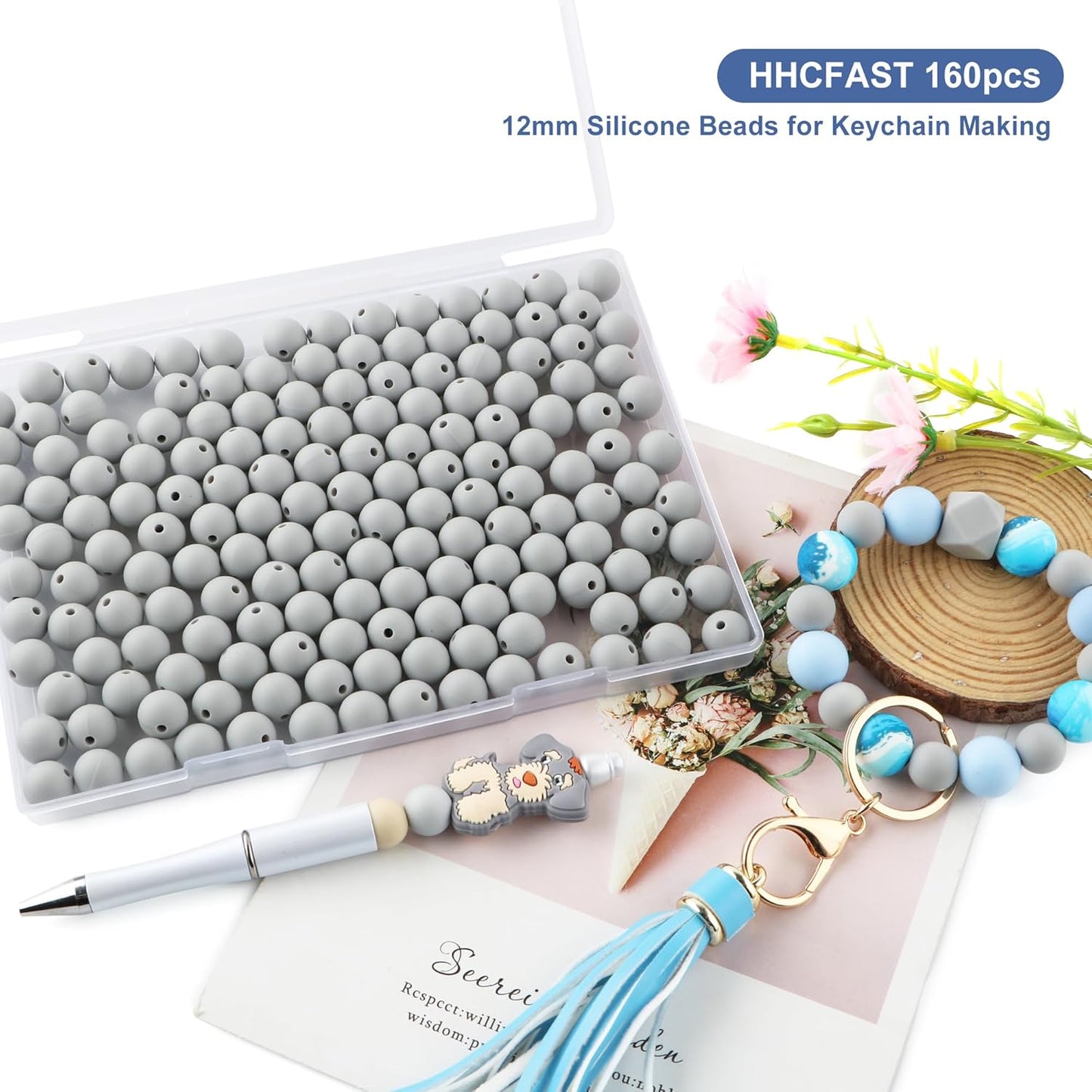 65Pcs 19mm Silicone Beads for Keychain Making Bracelet Necklace, Bulk Round Silicone Beads for Pens（Christmas Green） - Colors A