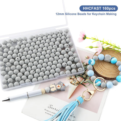 65Pcs 19mm Silicone Beads for Keychain Making Bracelet Necklace, Bulk Round Silicone Beads for Pens（Christmas Green） - Colors A