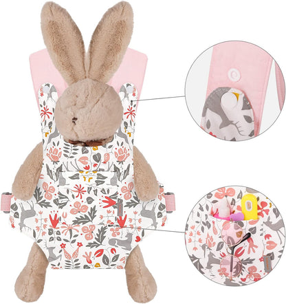 GAGAKU Doll Carrier for Stuffed Animals, Reborn Baby Doll Accessories Toy Carriers for Kids 3+ Toddlers - Pink Wax Flowers