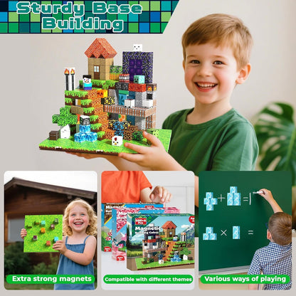 Magnetic Blocks - 200PCS Magnetic Blocks with 6 Base Plate, Magnetic Building Blocks for Kids Ages 4 5 6 7 8, Stacking Magnets for Kids, Birthday Gifts for 3-10 Year Old Boy Girls, STEM Toys