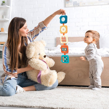 edusense Montessori Busy Board for Toddlers 1-3, Ultra-Light Travel Toys for Airplane & Car, BPA-Free, No Batteries, Easy-Clean Sensory Board, Fine Motor Skills Gift for 1 2 3 Year Old Boys Girls