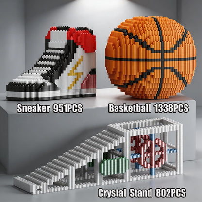 2026 New Soccer Ball with Sport Sneaker Building Block Set, Realistic Soccer, Luminous Crystal Shoe, Golden Stand STEM Bricks, DIY Educational Toy World Football Cup Gifts for Teen, Adult