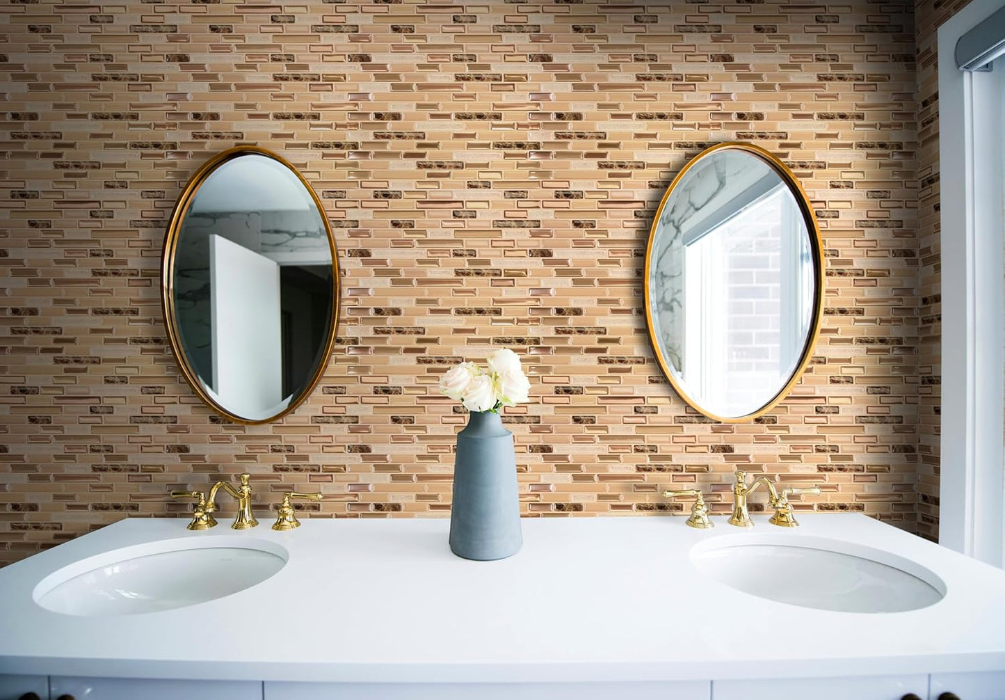 VViViD 11 Sheets Peel and Stick Grey Gloss Faux Ceramic Brick Wall Tiles, Self Adhesive Backsplash 12”x12”, 2mm Thick Kitchen, Bathroom (11 sq. ft.)