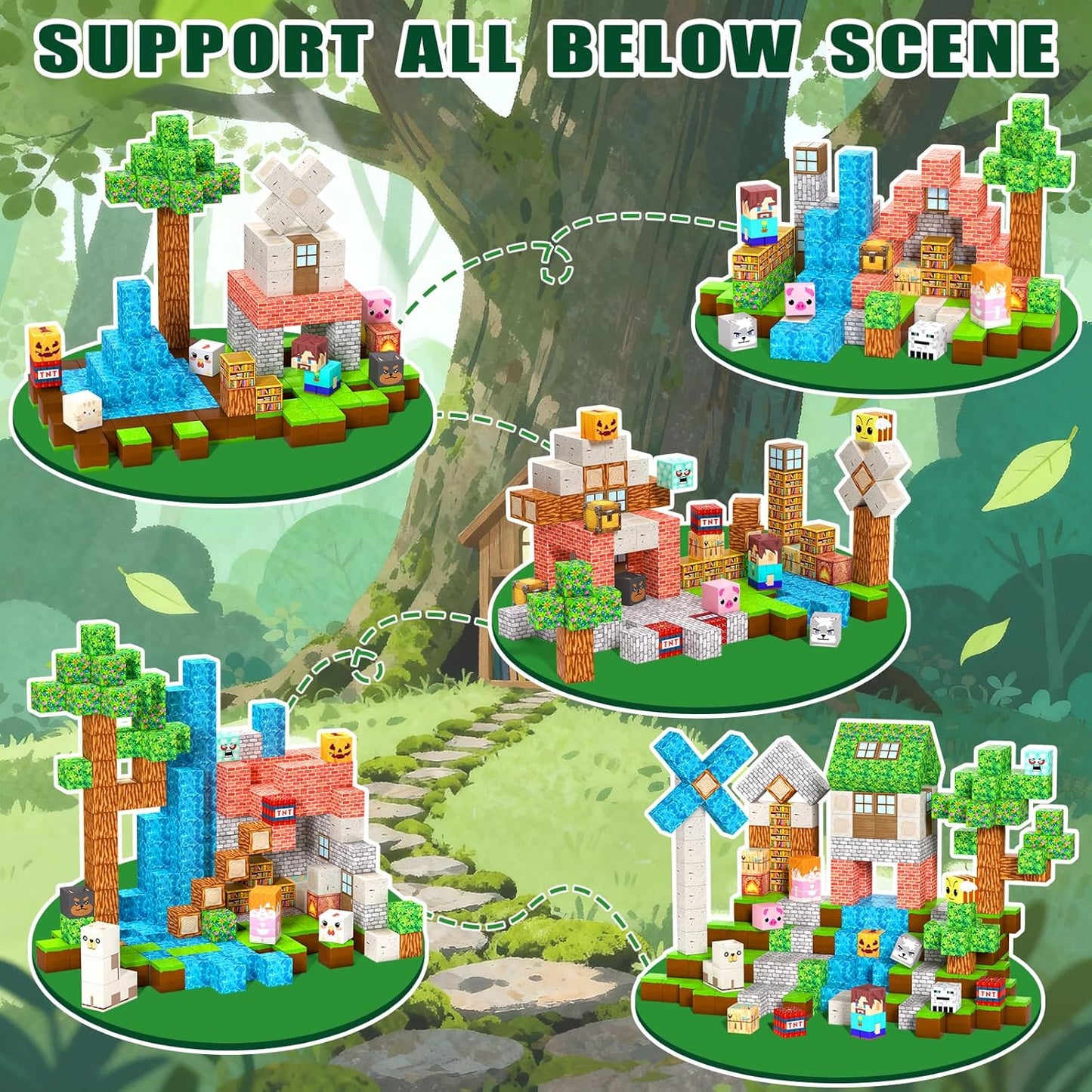 Magnetic Blocks Toys for Kids, 100 PCS Building Blocks Cubes, Stacking Magnetic Tiles Toys for Kids Toddlers Boys Girls Ages 3 4 5 6 7 8-12 Birthday Gifts Party Supplies (Underworld)