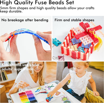 INSCRAFT 30,000 Fuse Beads Kit-30 Individual Packs of Iron Beads Set with 3 Pegboards, 5 Ironing Paper, 10 Patterns, Gifts for Birthday Christmas, Multicolor 5mm Melty Beads Bulk Refill Kit