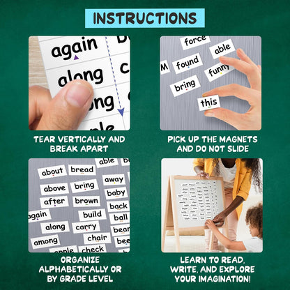 632 Sight Word Magnets – Large .75" Tall Tiles to Learn Reading and Writing with Magnetic Fridge Words - Homeschool or Classroom Tool for Pre-K, Kindergarten, Grades 1-3
