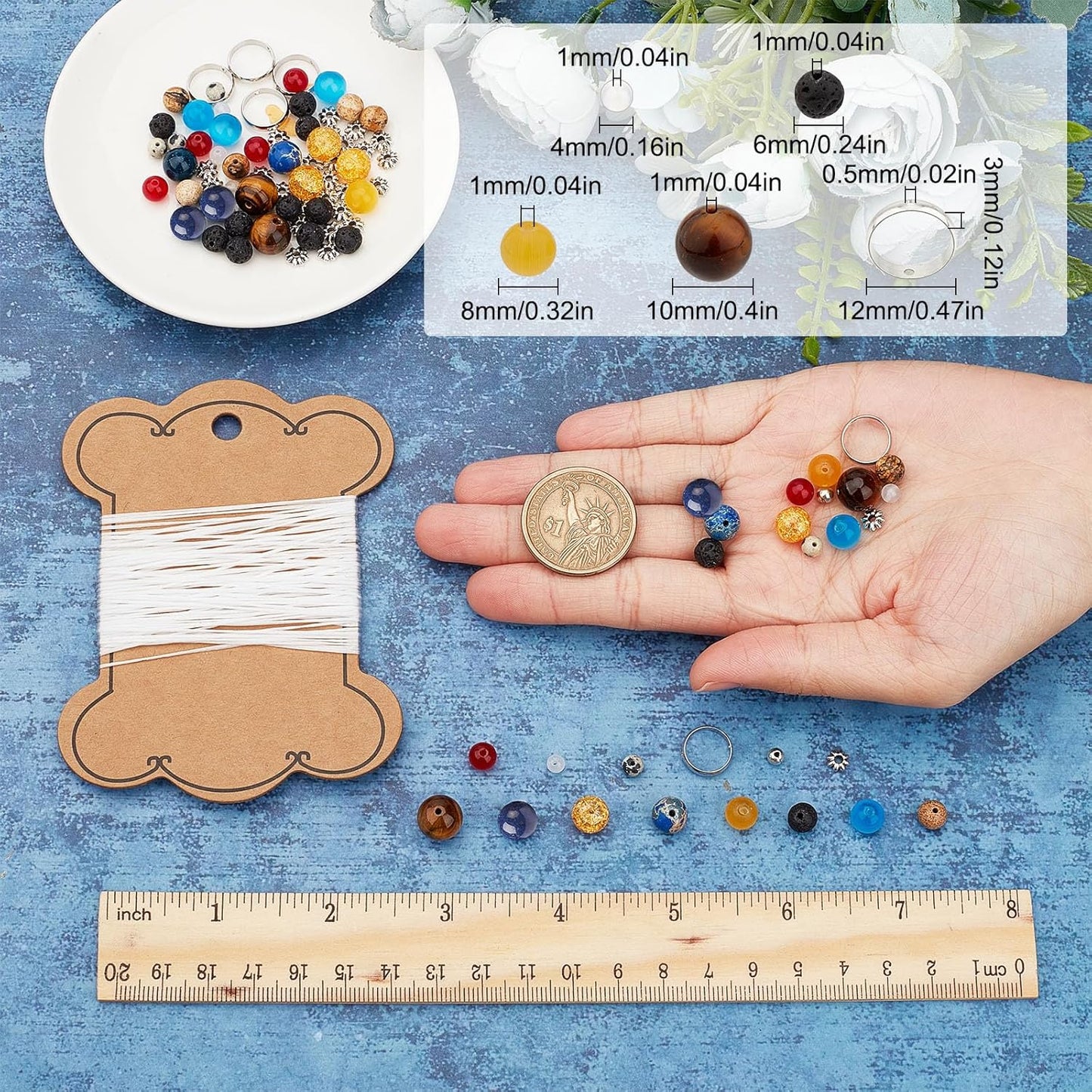 SUNNYCLUE 1 Box 300+Pcs DIY 10 Sets Solar System Bracelets Kit Universe Galaxy The Nine Guardian Planets Bracelet Necklace Tiger Eye Bead Natural Gemstone Beads for Jewelry Making Kits Craft