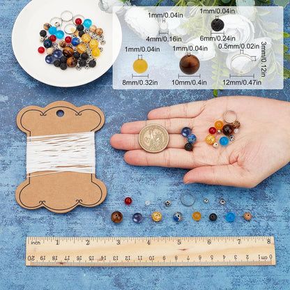 SUNNYCLUE 1 Box 300+Pcs DIY 10 Sets Solar System Bracelets Kit Universe Galaxy The Nine Guardian Planets Bracelet Necklace Tiger Eye Bead Natural Gemstone Beads for Jewelry Making Kits Craft
