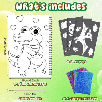 Foil Craft Bugs Butterfly DIY Art Fun Kits Set, No Mess Creative Foil Art Drawing Game for Kids, Birthday Gifts Crafts Supplies Travel Toys for Girls Boys Ages 4-9