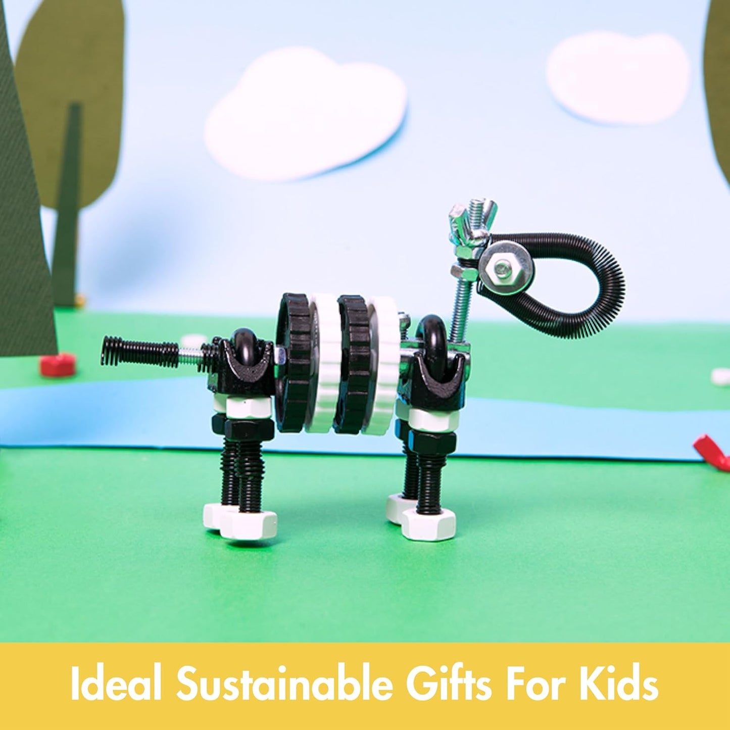 The Off Bits Erector Set: Animal Mini STEM Toys for Kids 6+, Toy Building Sets with Nuts & Bolts, STEM Building Toys Gifts for Boys and Girls (Blue Elephant)
