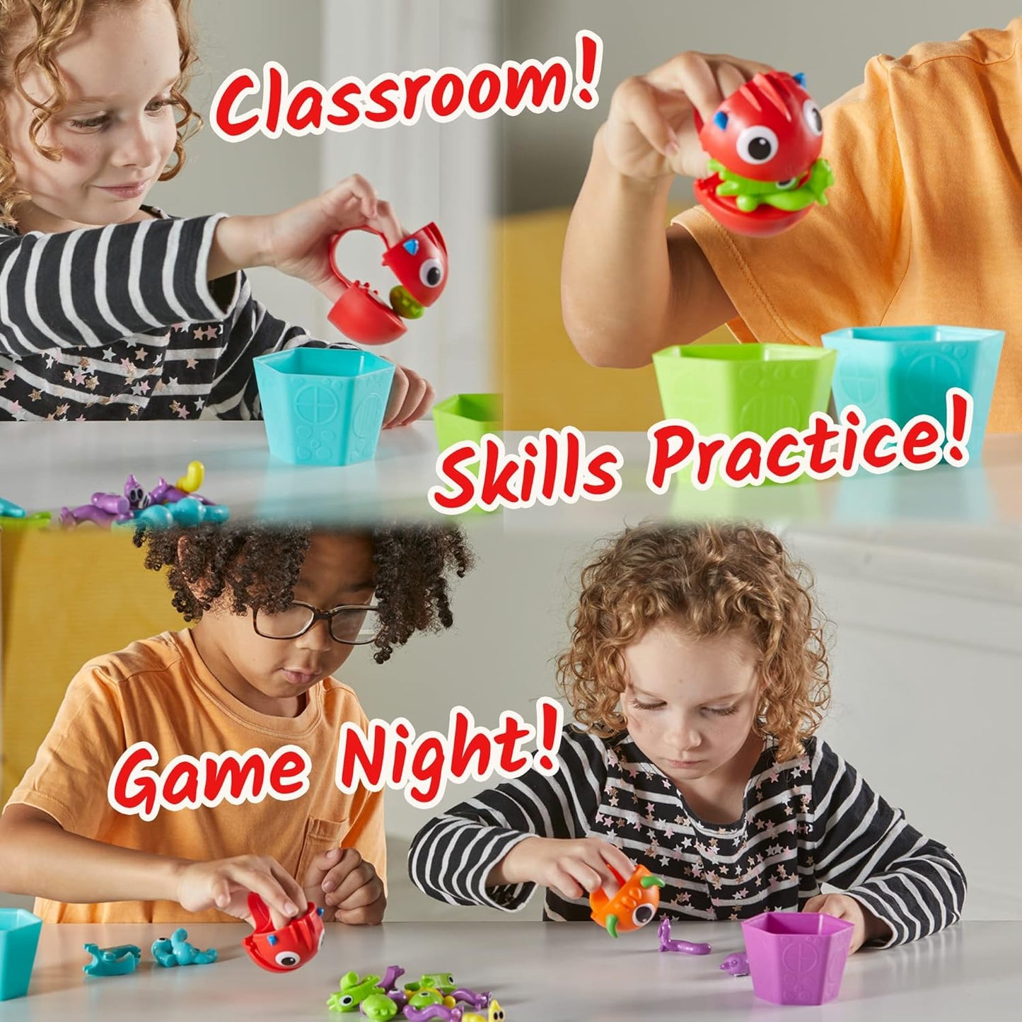 hand2mind Grab that Monster Fine Motor Activity Set, Occupational Therapy Toys, Pincer Grasp Fine Motor Skills Toys for Toddlers 3-4, Play Therapy Games for Kids, Preschool Learning Activities