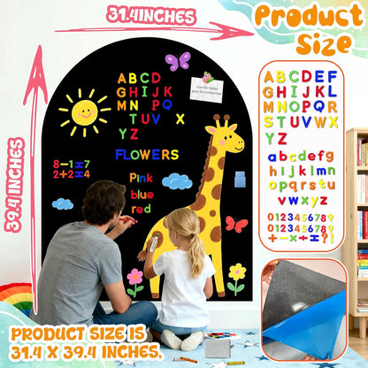 8 PCS Magnetic Wall Decals for Kids Magnetic Chalkboard Peel and Stick Magnet Sheets Board Sticker Tangram Puzzle Self Adhesive Contact Paper Dry Erase Blackboard for Playroom Homeschool 15.7"x10.4"