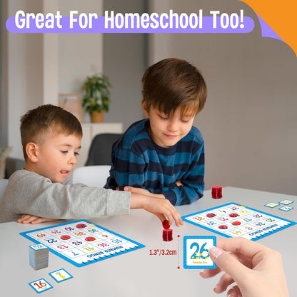 SpriteGru Multiplication & Division Bingo Game, 480 Math Problems, 2 Educational Math Board Game for Kindergarten and Preschool Kids 4-8, Perfect for Classroom & At Home (Up to 25 Players)