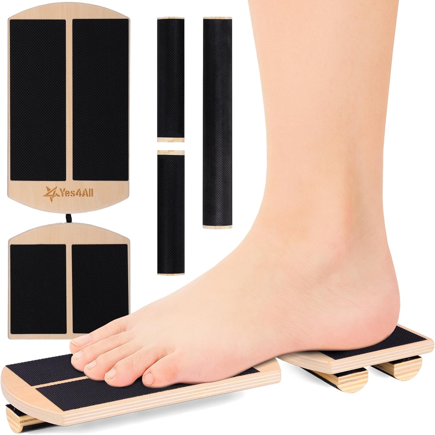 Yes4All 350LBS Professional Wooden Balance Board for Leg Workout, Anti-Slip Rocker Board, Wobble Board for Standing Desk